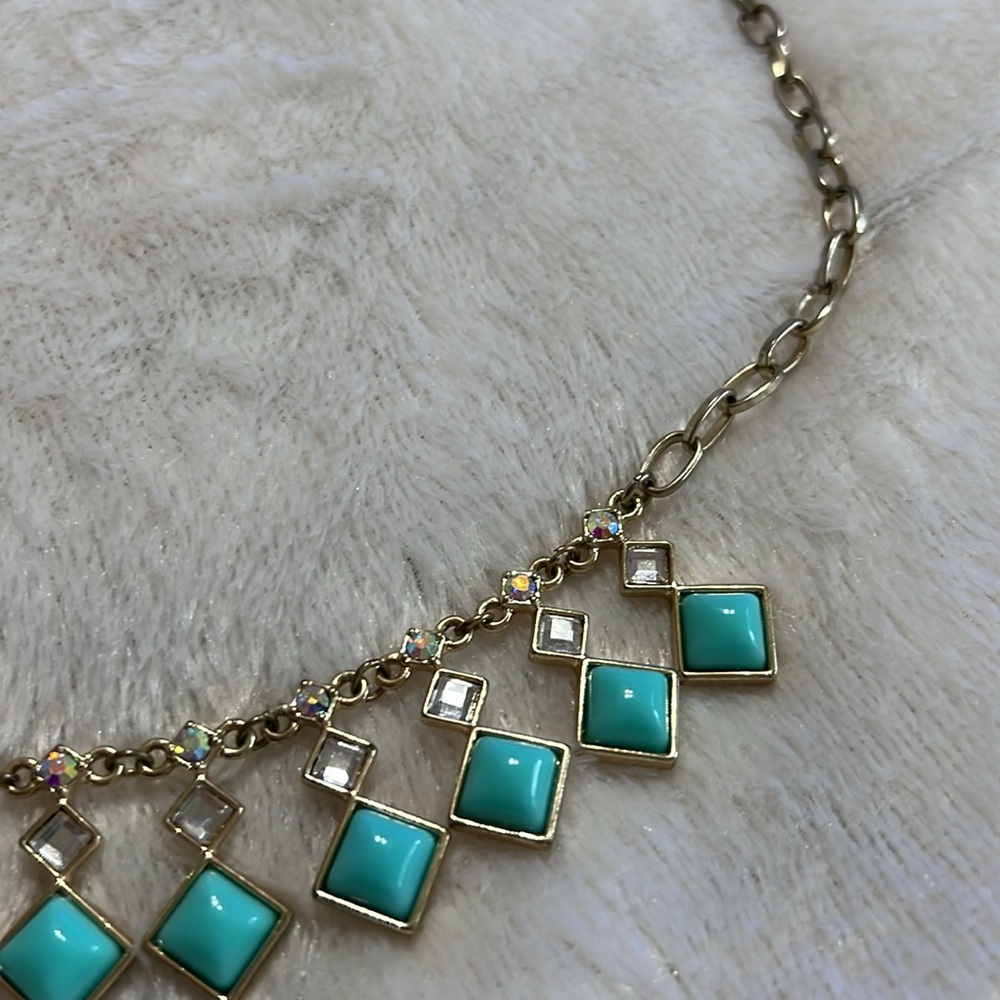 Vintage turquoise and crystal chain necklace - Picture 3 of 3